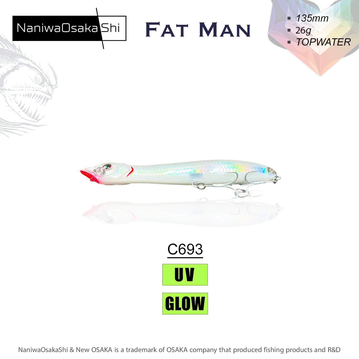 NANIWAOSAKASHI FAT MAN 135MM 26GR TOPWATER C693