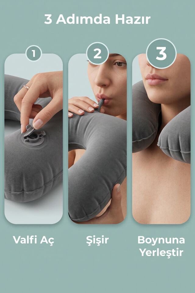 Şişme Boyun Yastığı – Ortopedik Destekli Katlanabilir Yastık